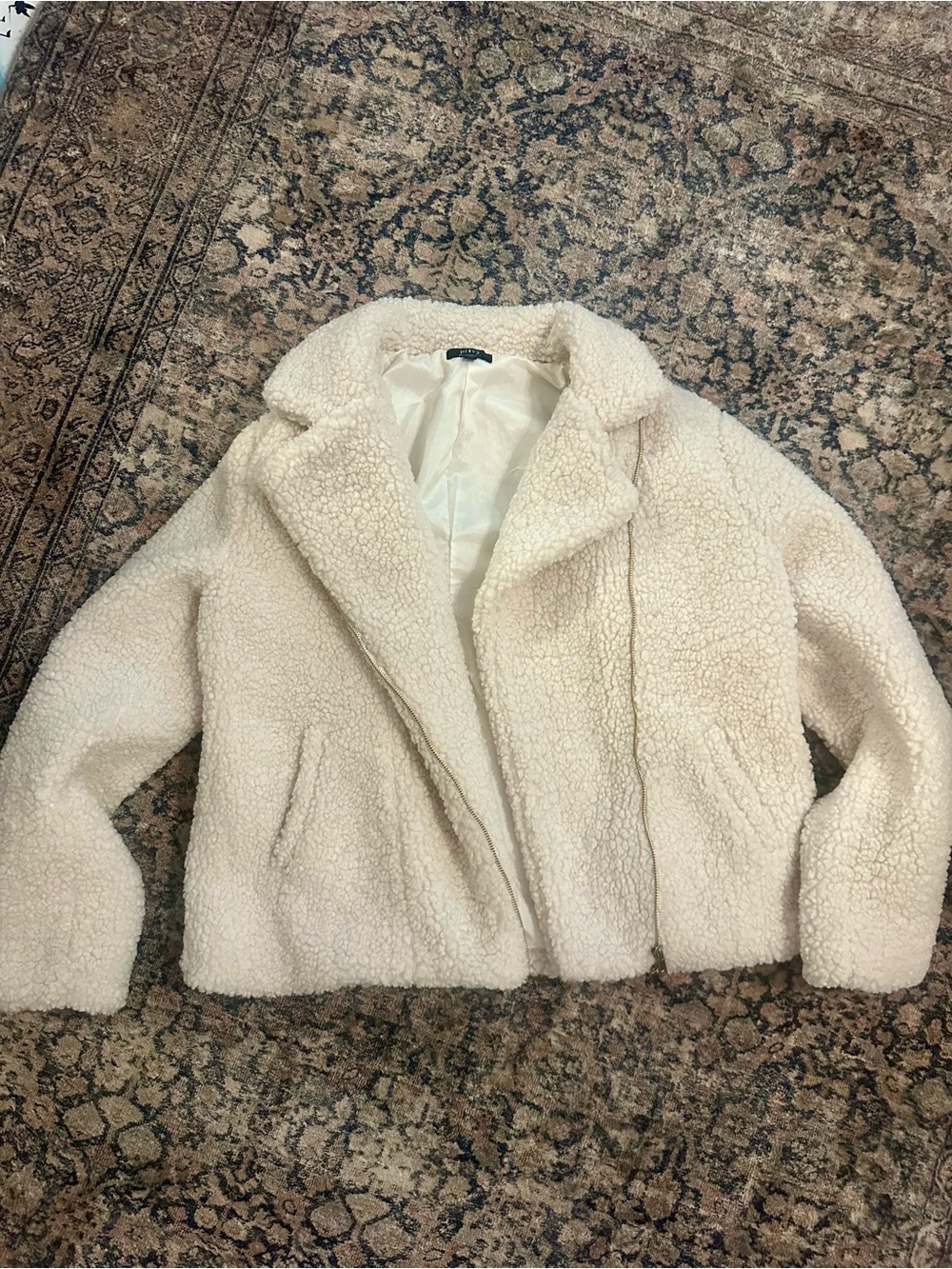 privy Cream Teddy Sherpa Jacket - Plush Open Front Coat